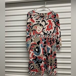 BCBGMaxAzria Long Sleeve Dress with Bold Multicolor Design Size S